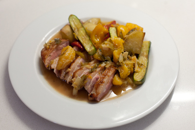 Mandarin duck breast with citrus ginger soy glaze