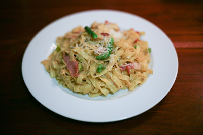 Recipe #3 – Bacon and asparagus pappardelle