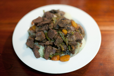 Beef stew with wasabi mash