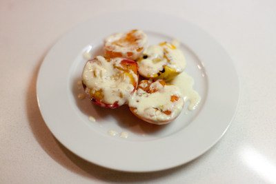 Grilled fruit lime crème fraiche