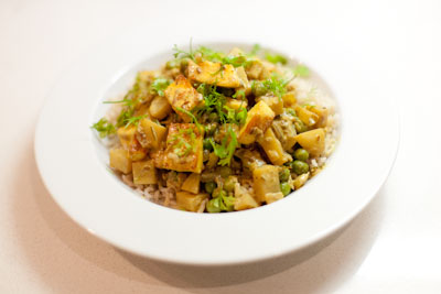 Paneer, potato and pea curry