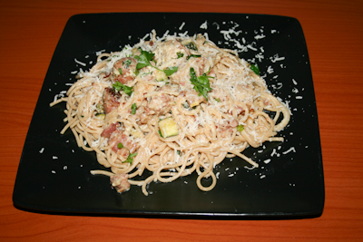 Recipe #47 - Sausage and courgette carbonara