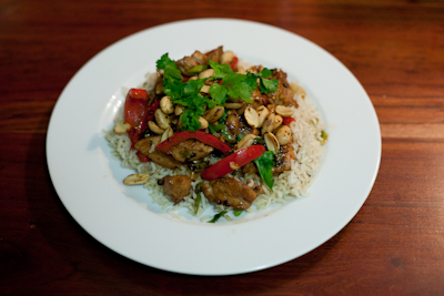 Szechuan stir-fry with jasmine rice
